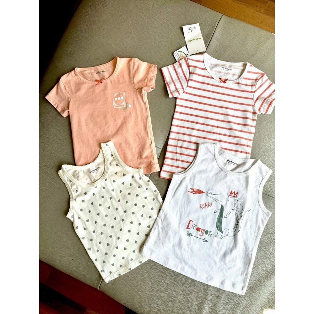 NWT/NWOT  Lot Of 4 Tshirts Top Toddler Girls  Size 3/4 Years Vertbaudet France
